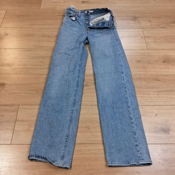 Levi's Denim - Levis Premium Ribcage Straight Jeans Womens 24x32 Light Wash High Rise Denim